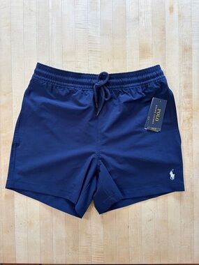 NWT Polo Ralph Lauren Men’s Small Classic Fit Swim Shorts Navy Slim Fit Stretch